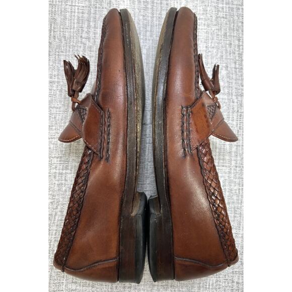 Allen Edmonds Men\'s 10 D Maxfield Leather Braided Loafers Chestnut Brown USA main image 4